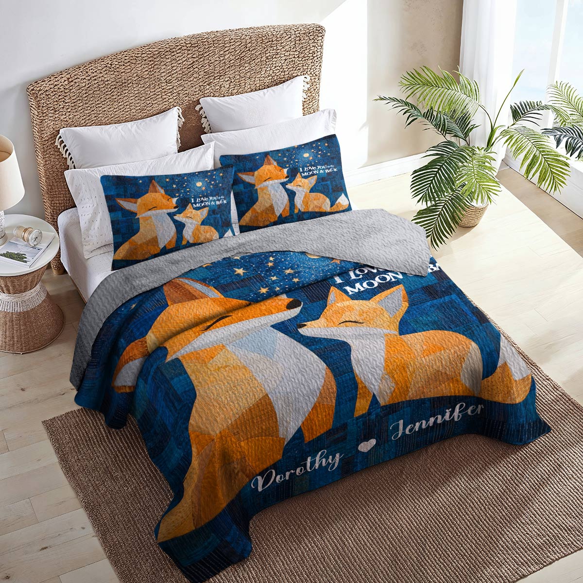 Shineful All Season Quilt 3-Piece Set Personalized I Love You To The Moon And Back