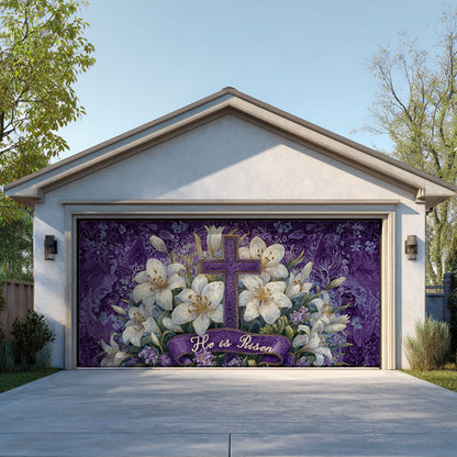 Shineful Garage Door Banner Decoration Easter Lily Cross