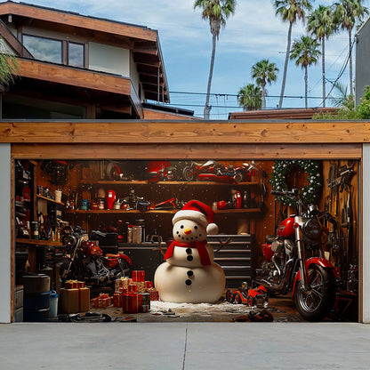 Shineful Garage Door Banner Decoration Christmas Snowman's Workshop