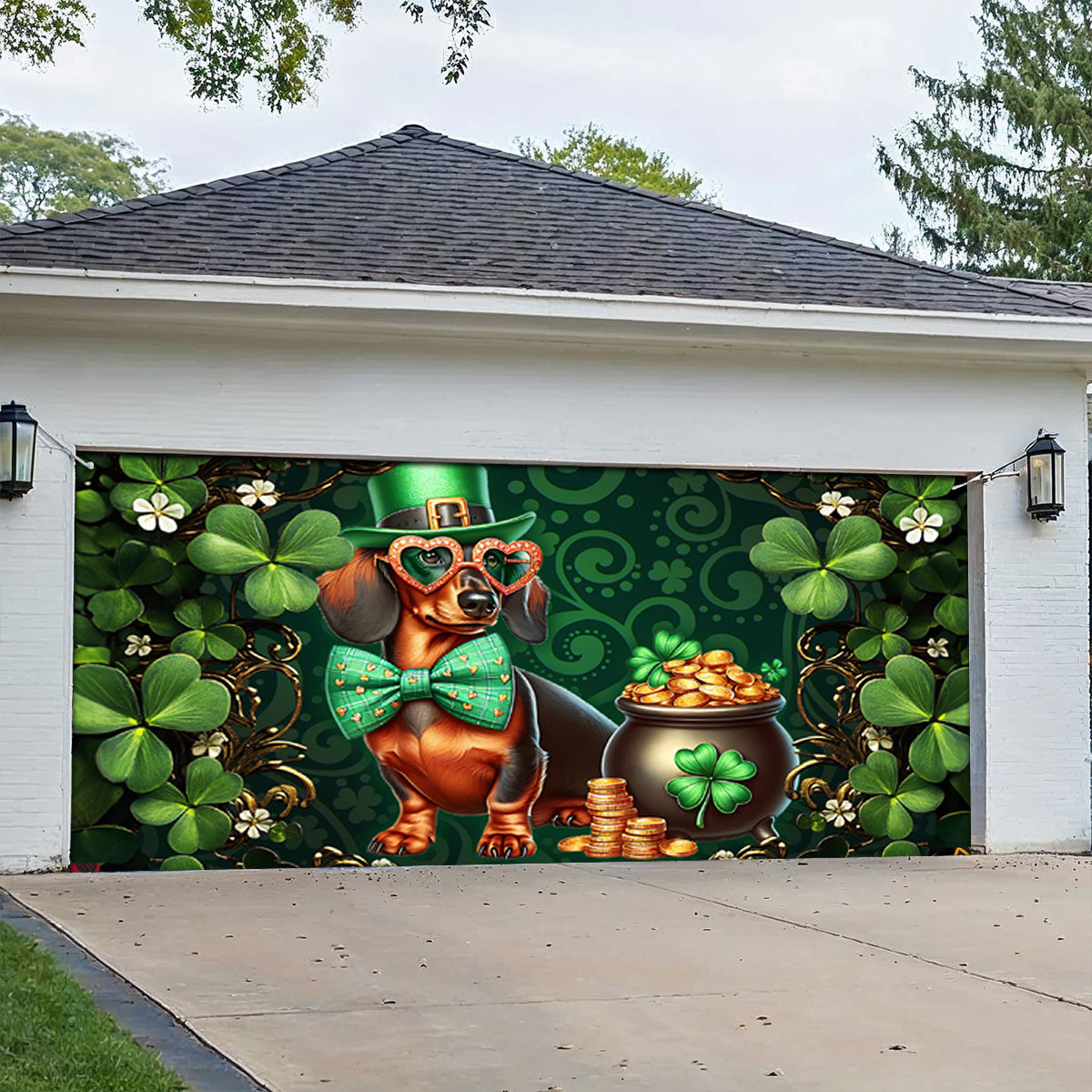 Shineful Garage Door Banner Decoration Lucky Doxie
