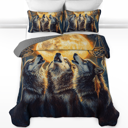 Shineful All Season Quilt 3-Piece Set - Wolf