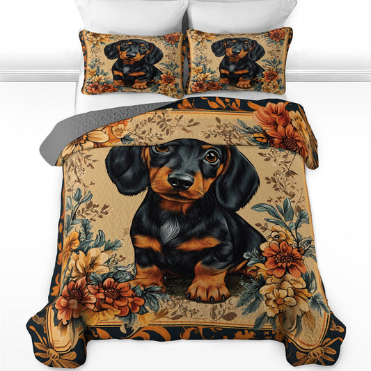 Shineful All Season Quilt 3-Piece Set Vintage Dachshund