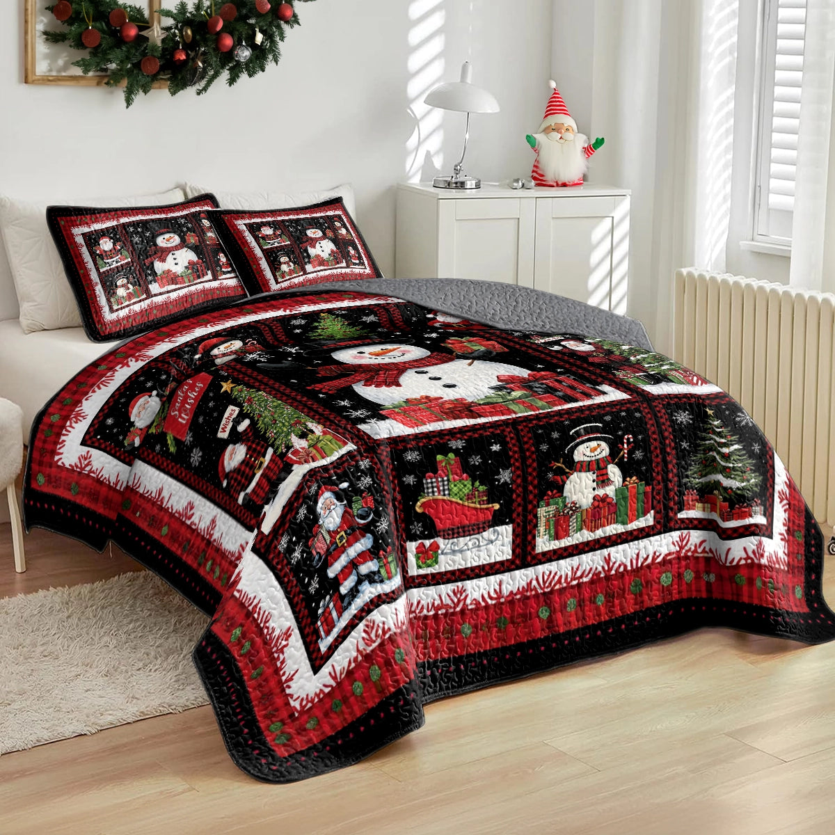 Shineful All Season Quilt 3-Piece Set - Snowman’s Holiday Cheer