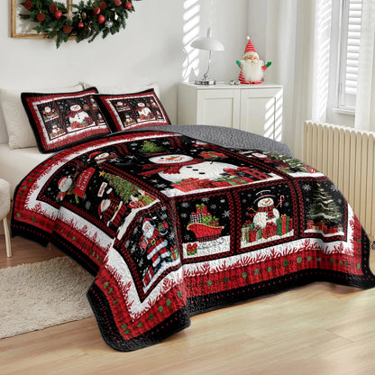 Shineful All Season Quilt 3-Piece Set - Snowman’s Holiday Cheer