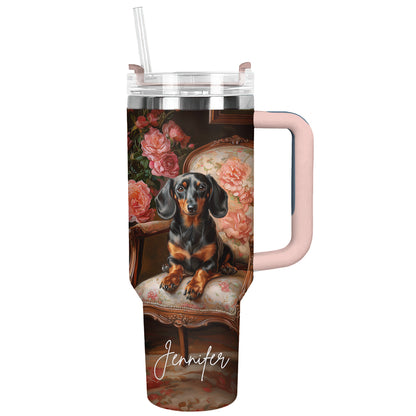 Shineful Tumbler Personalized Elegance Roses Dachshund