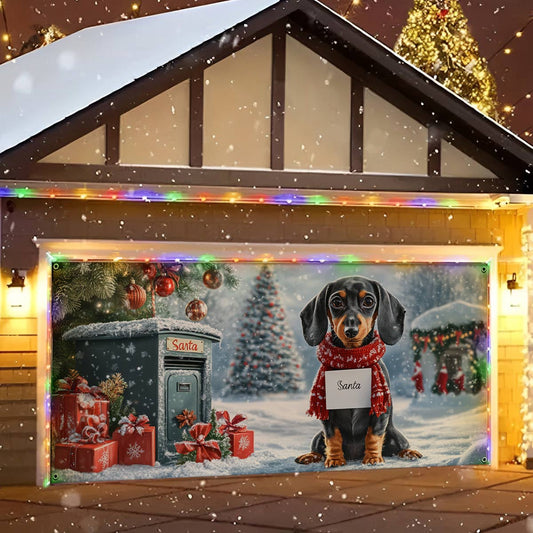 Shineful Garage Door Banner Decoration Santa’s Little Helper Dachshund