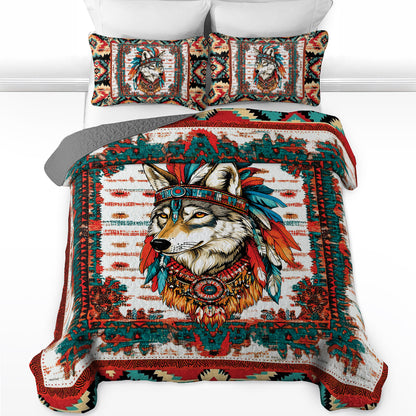 Shineful All Season Quilt 3-Piece Set - Native Spirit Wolf