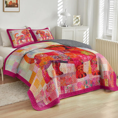 Shineful All Season Quilt 3-Piece Set Playful Puppy Patchwork