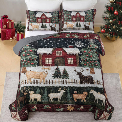 Shineful All Season Quilt 3-Piece Set Christmas in Farm