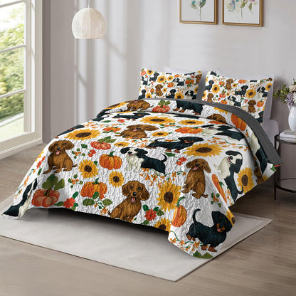 Shineful All Season Quilt 3-Piece Set - Dachshund Gentle Fall
