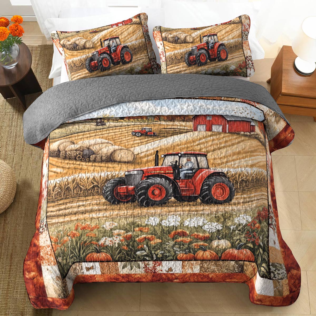 Shineful All Season Quilt 3-Piece Set - Farmer Autumn Harvest