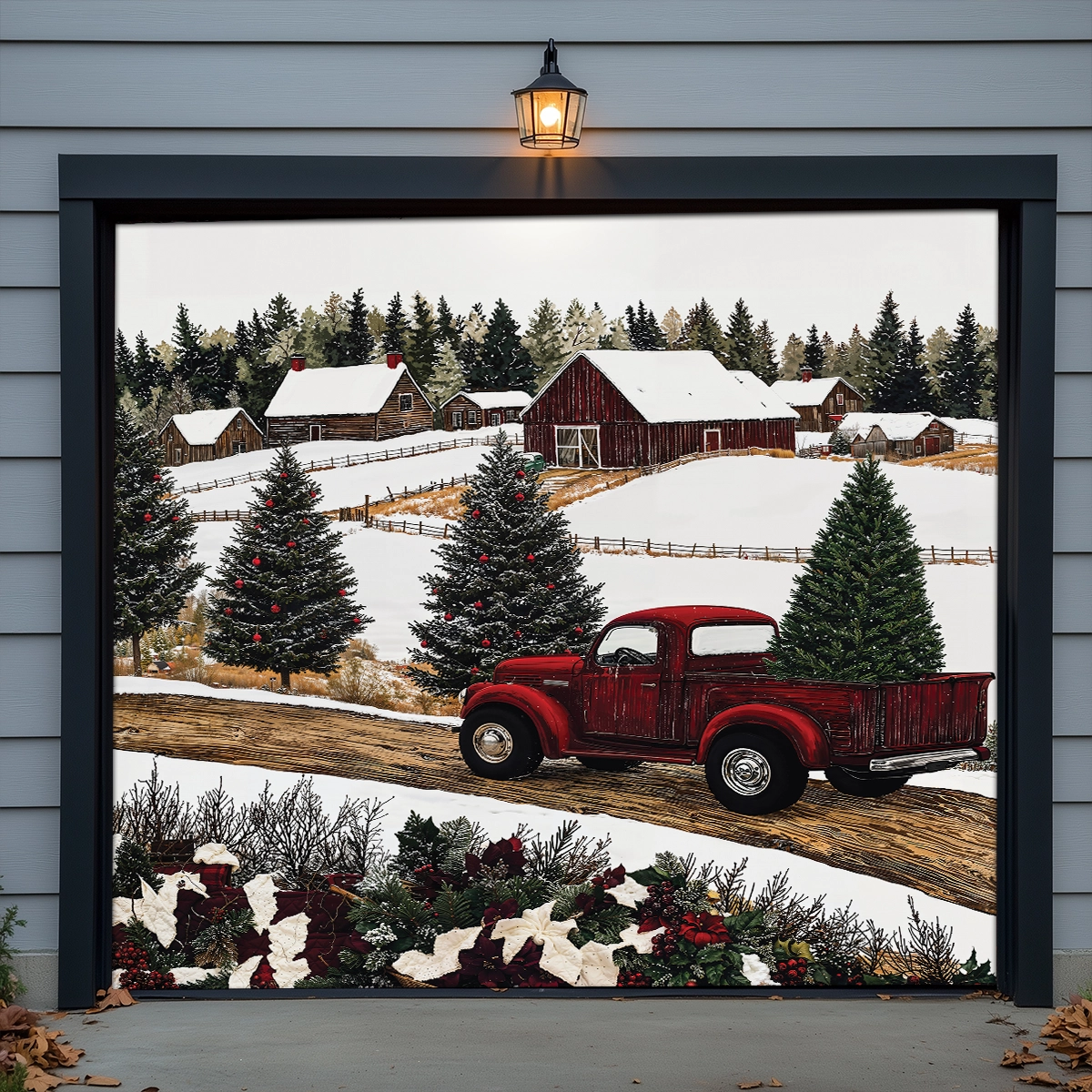Shineful Garage Door Banner Decoration - Christmas Truck