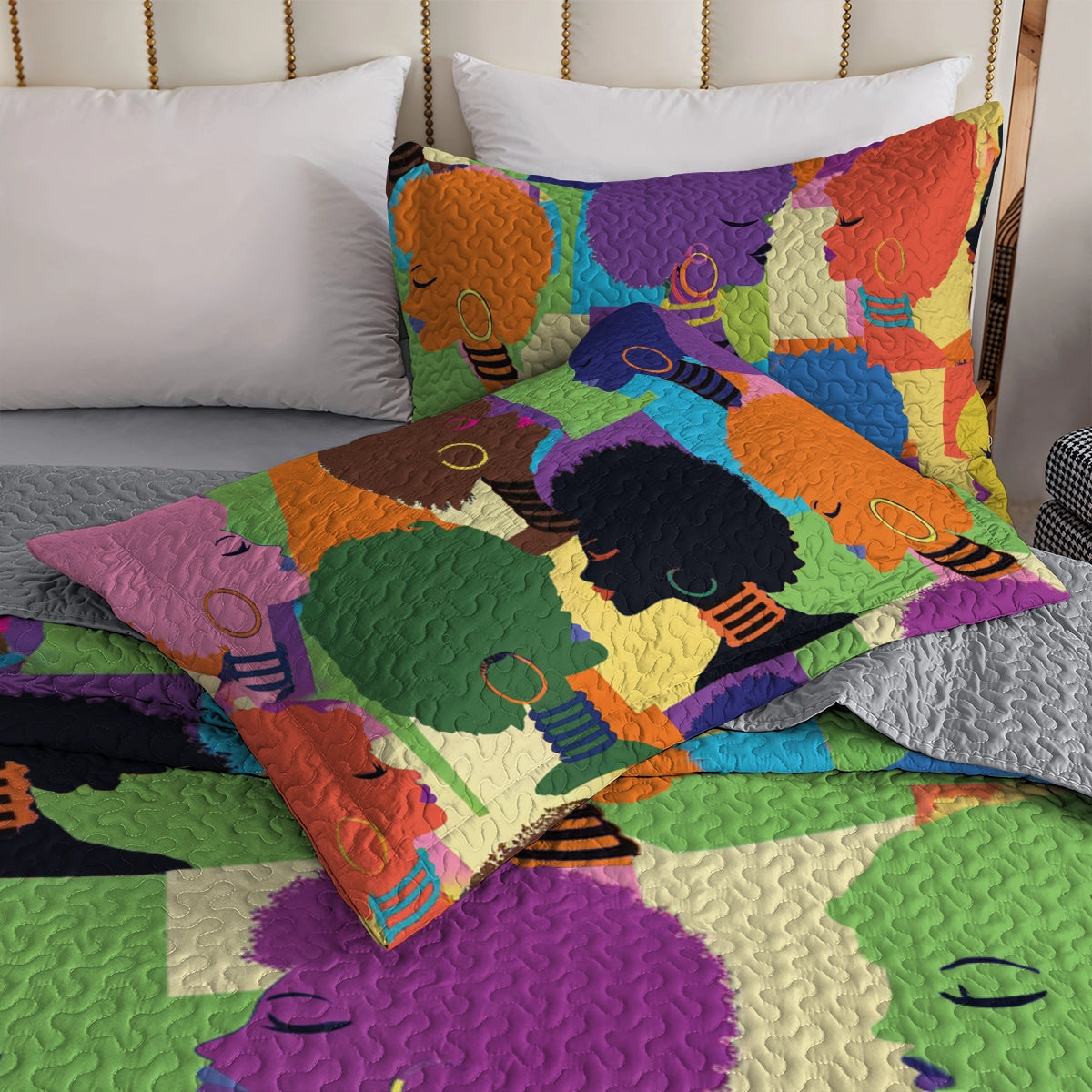 Shineful All Season Quilt 3-Piece Set - Black Women's Kaleidoscope