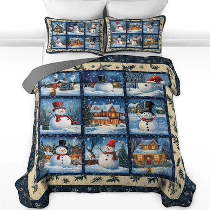 Shineful All Season Quilt 3-Piece Set - Winter Wonderland Snowman