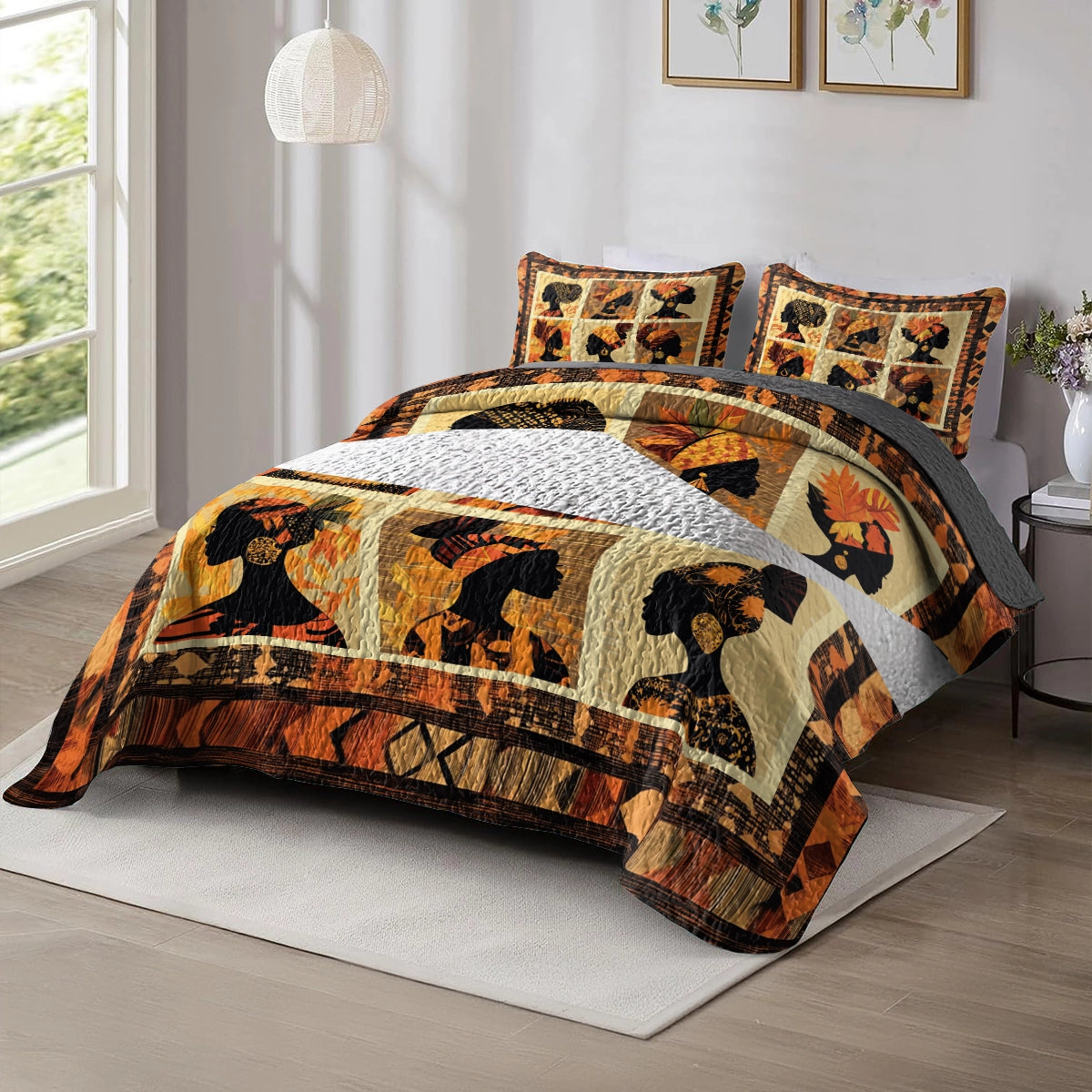 Shineful All Season Quilt 3-Piece Set - Black Women Grace