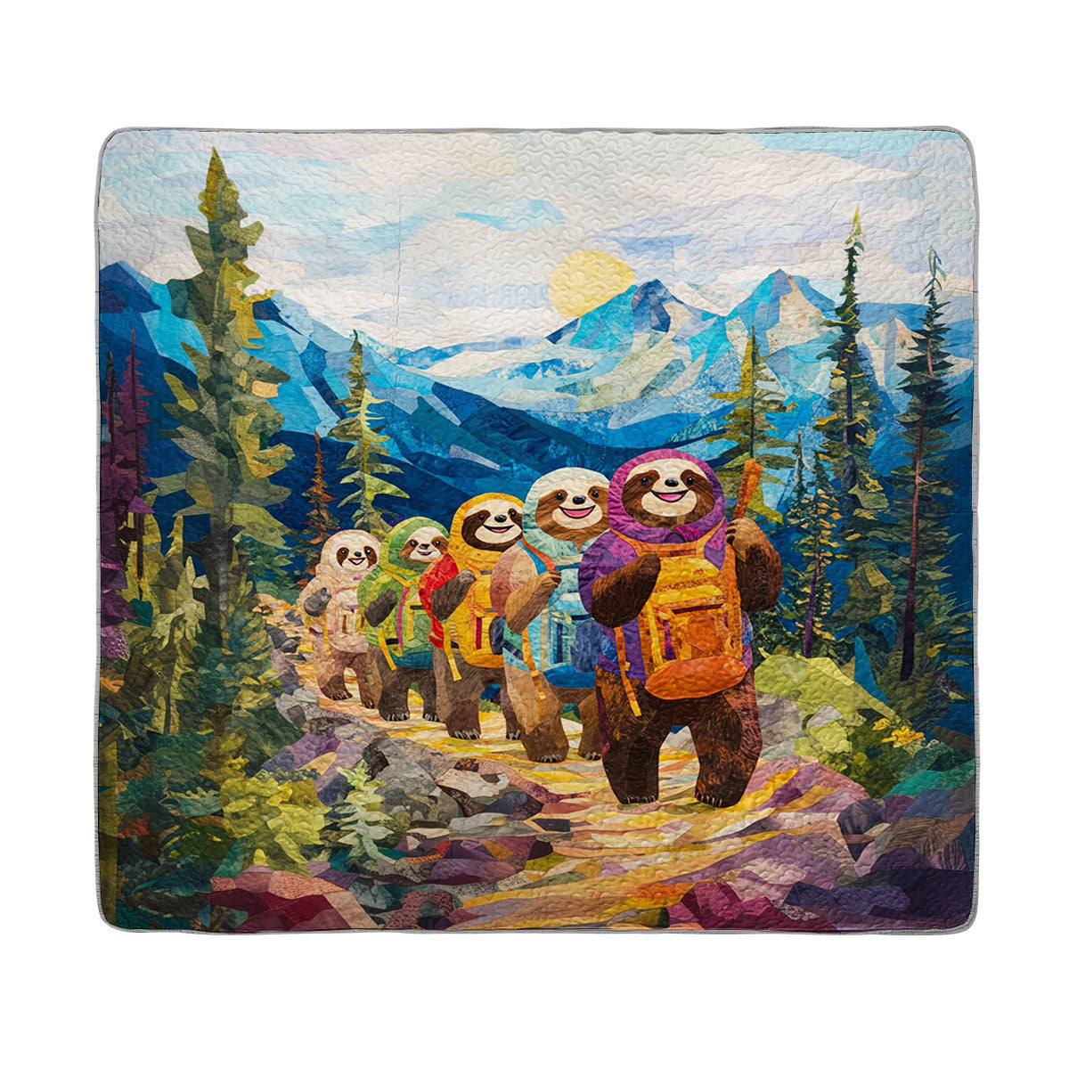 Shineful All Season Quilt 3-Piece Set Adventure Sloth Hiking