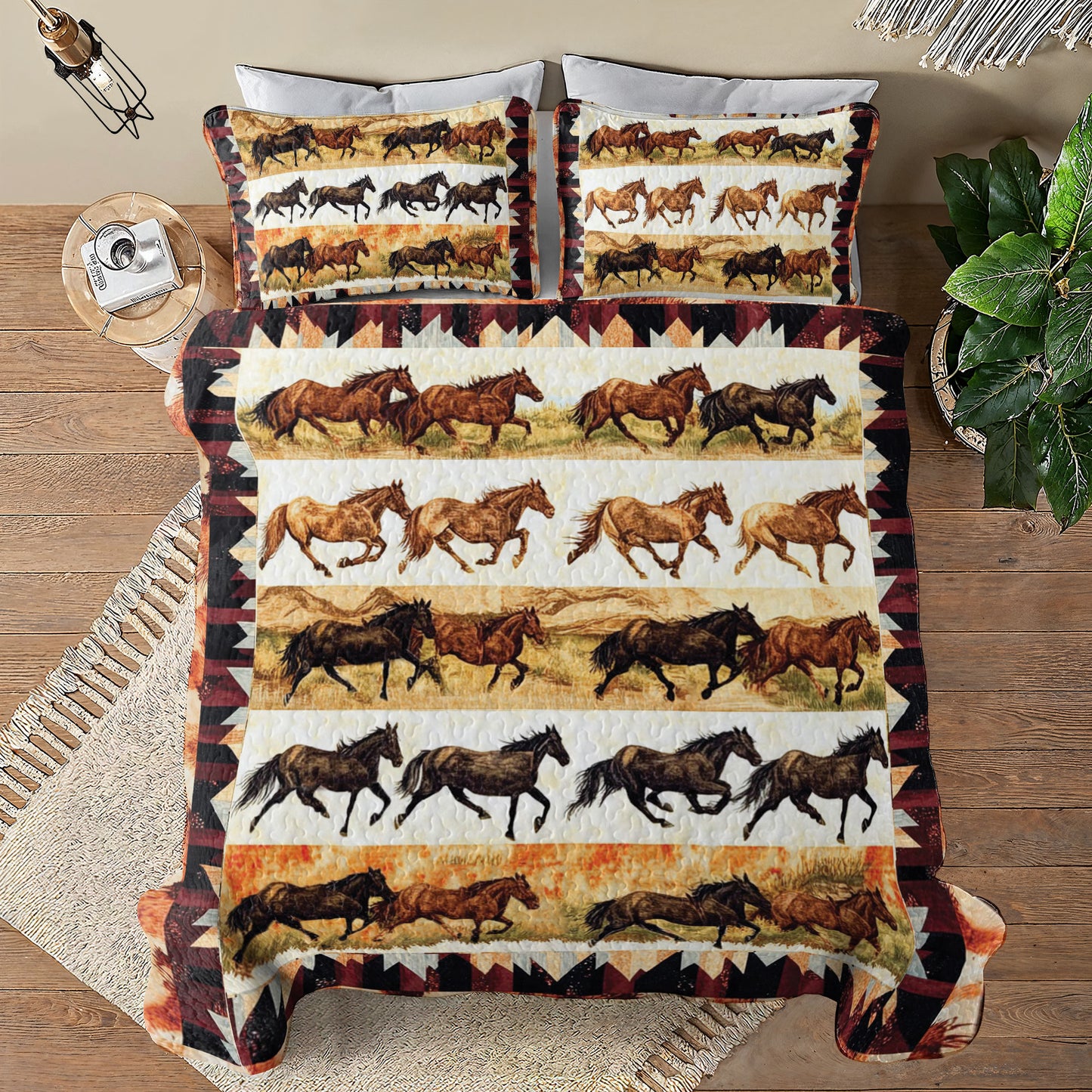 Shineful All Season Quilt 3-Piece Set Wild Horses