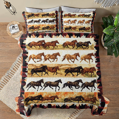 Shineful All Season Quilt 3-Piece Set Wild Horses