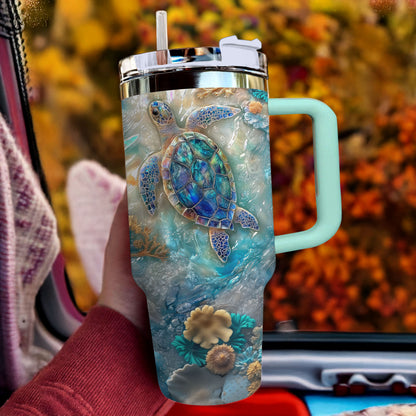 Shineful Glossy Tumbler - Azure Haven Sea Turtle