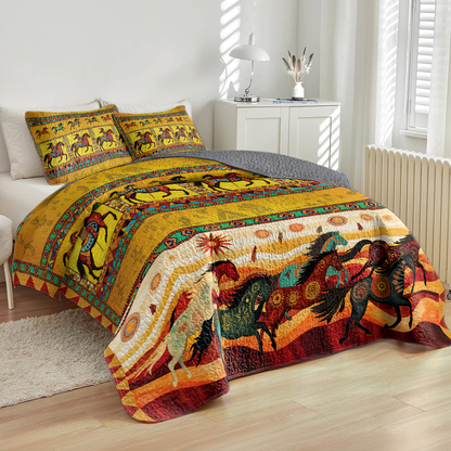 Shineful All Season Quilt 3-Piece Set Native America Warrior