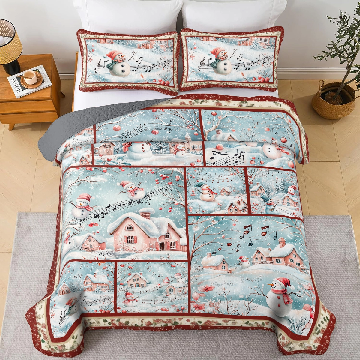 Shineful All Season Quilt 3-Piece Set Christmas Snowy Serenade