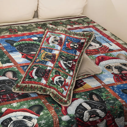 Shineful All Season Quilt 3-Piece Set - French Bulldog Holiday Cheer