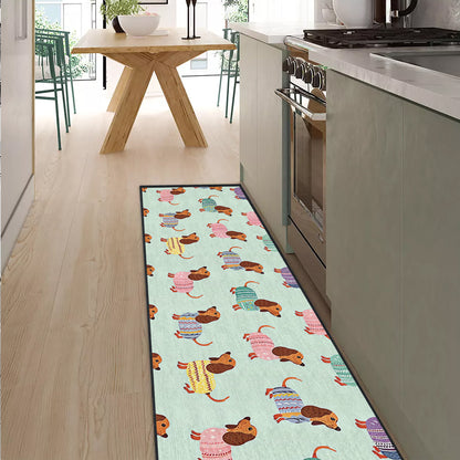 Shineful Ultra-Thin Non Skid Floor Mat, Kitchen Rugs Colorful Dachshunds