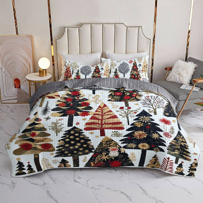 Shineful All Season Quilt 3-Piece Set Enchanting Christmas Tree