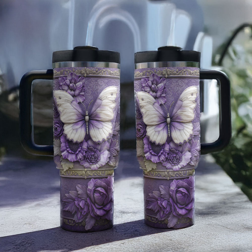 Shineful Glossy Tumbler Purple Butterfly
