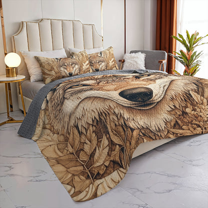 Shineful All Season Quilt 3-Piece Set Wolf Spirit