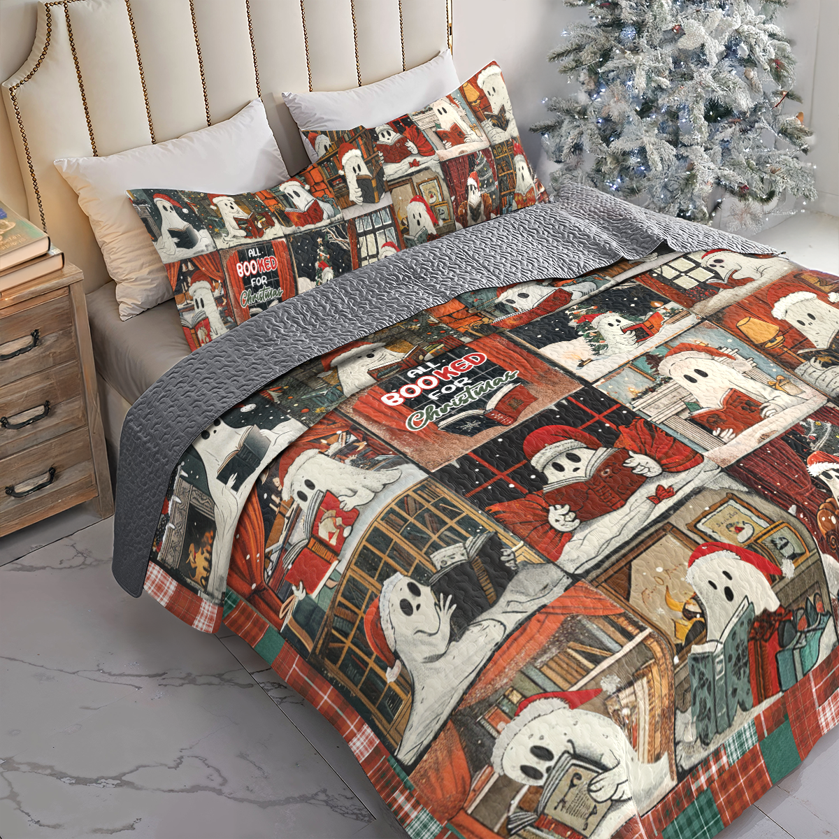 Shineful All Season Quilt 3-Piece Set Santa Bookish Boo