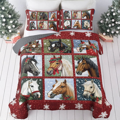 Shineful All Season Quilt 3-Piece Set Holiday Horses
