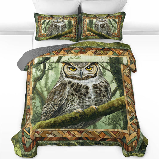 Shineful All Season Quilt 3-Piece Set Wise Owl