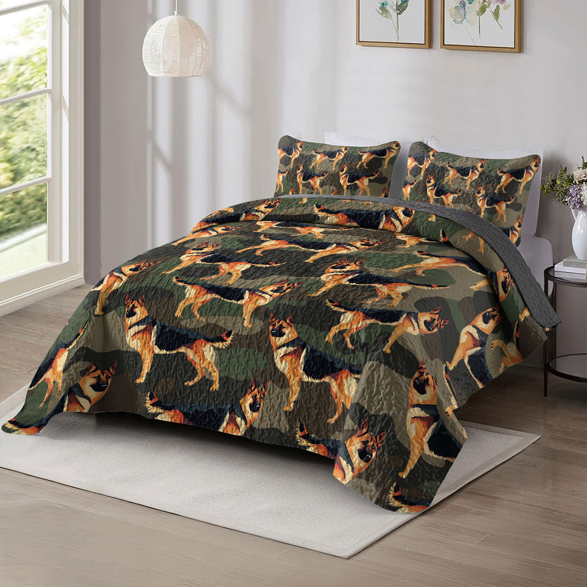 Shineful All Season Quilt 3-Piece Set German Shepherd Camou
