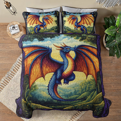 Shineful All Season Quilt 3-Piece Set - Mystical Blaze Dragon