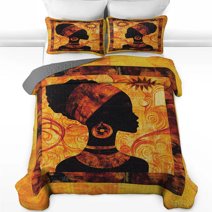 Shineful All Season Quilt 3-Piece Set - Black Women African Queen