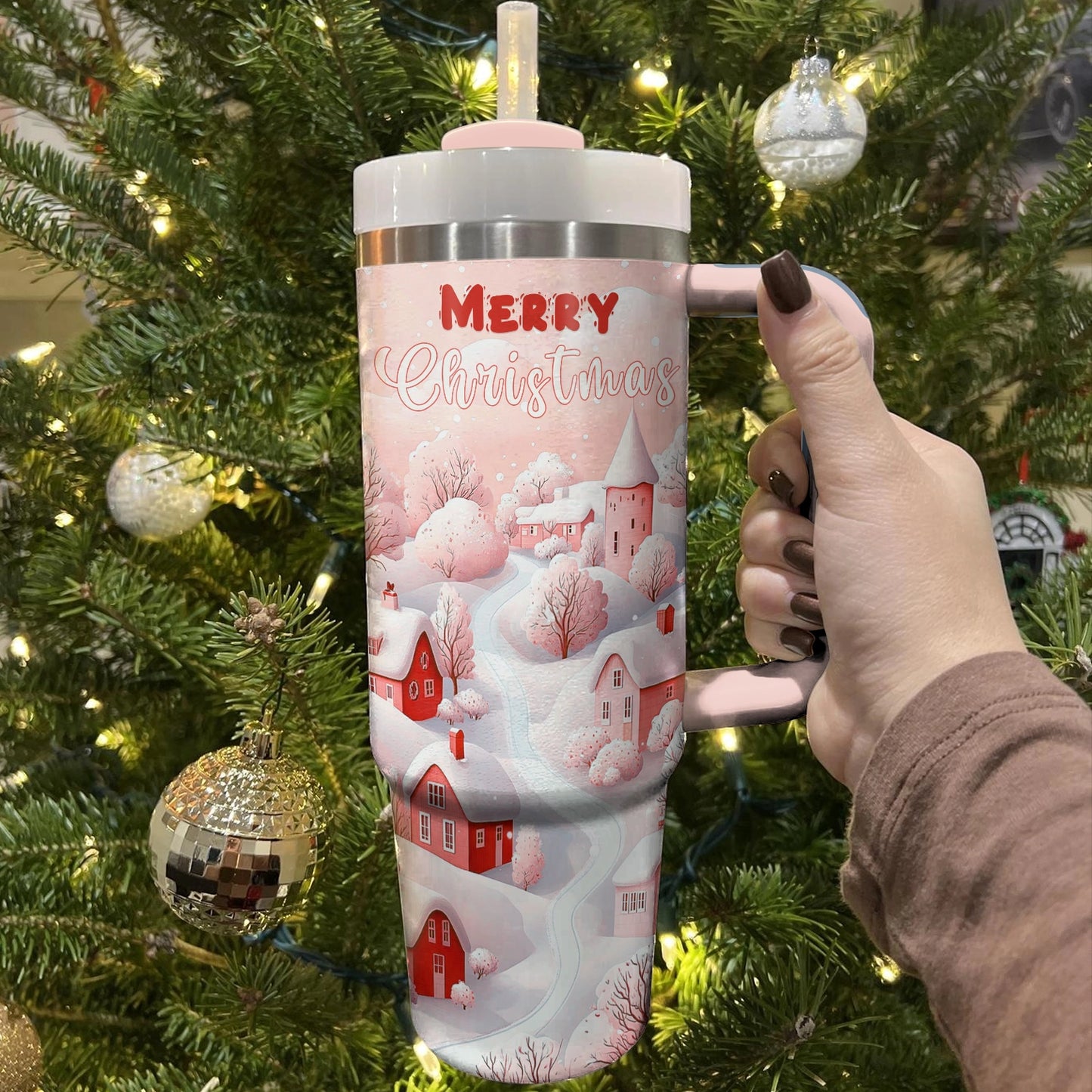 Shineful Tumbler Merry Christmas Village