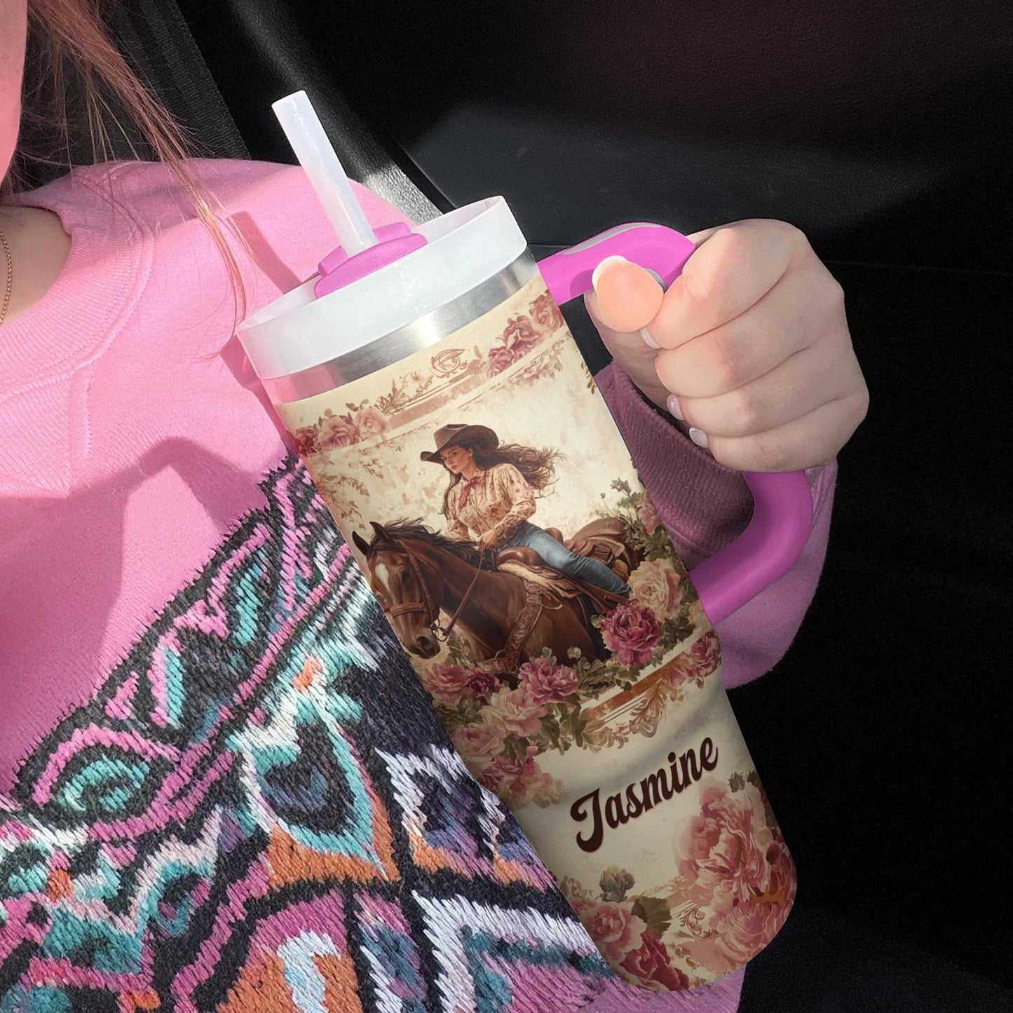 Shineful Tumbler Personalized Wild Rose Cowgirl