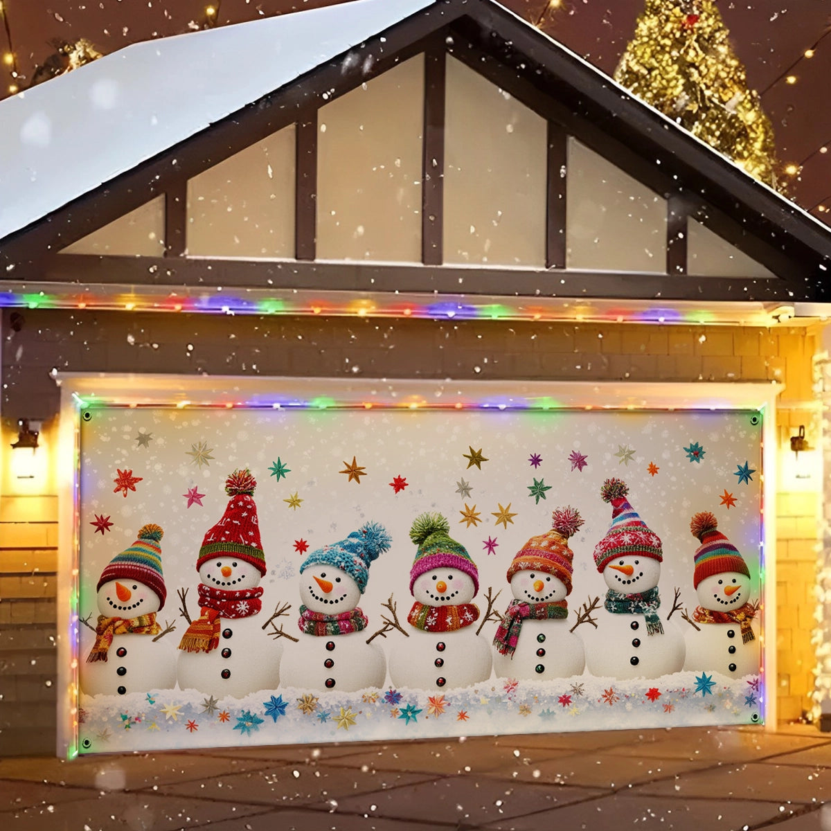 Shineful Garage Door Banner Decoration Frosty Friends In Holiday Cheer