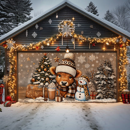 Shineful Garage Door Banner Decoration Cozy Cow Winter Wonderland Edition