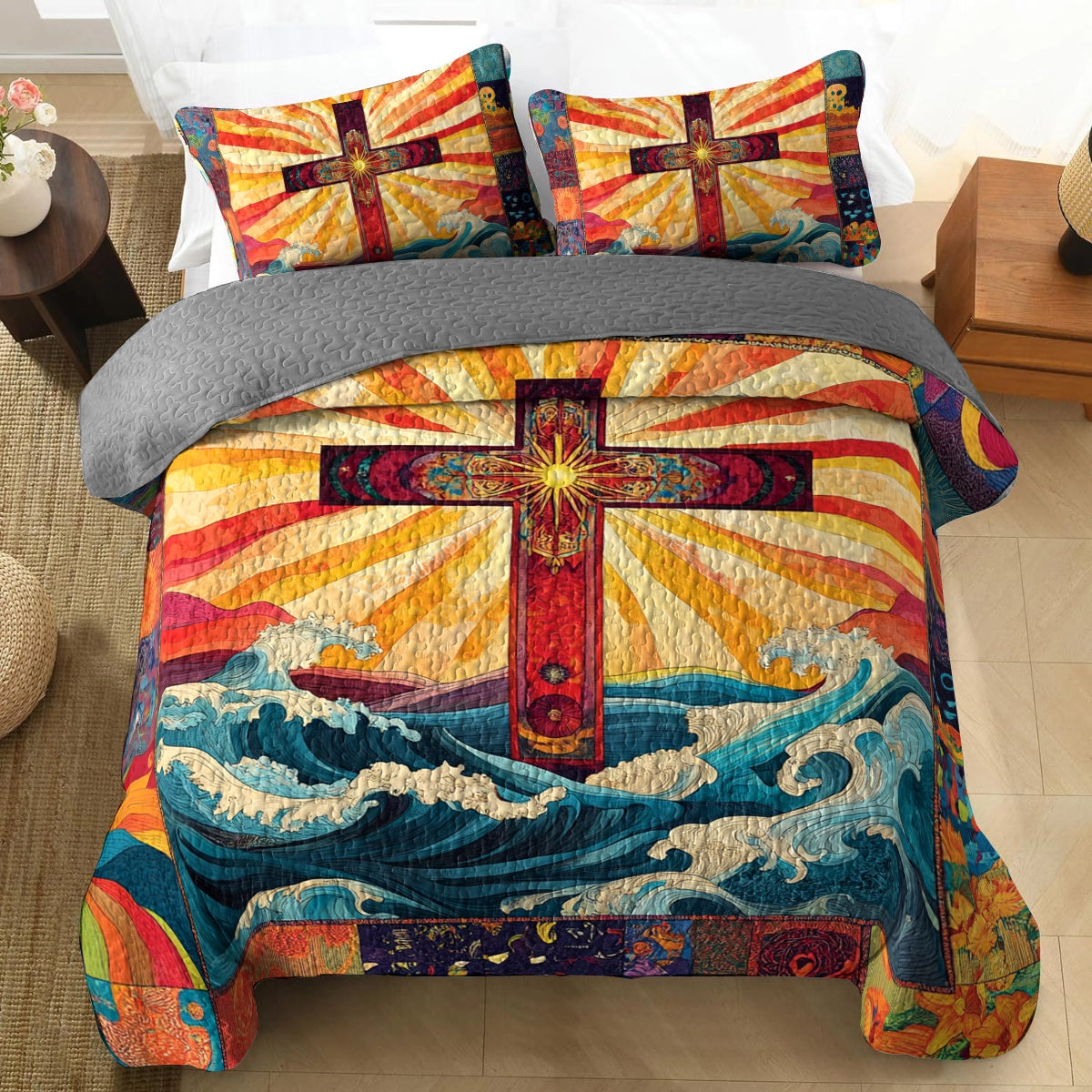 Shineful All Season Quilt 3-Piece Set Waves of Faith
