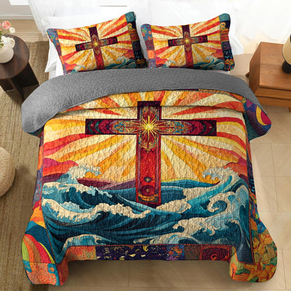 Shineful All Season Quilt 3-Piece Set Waves of Faith