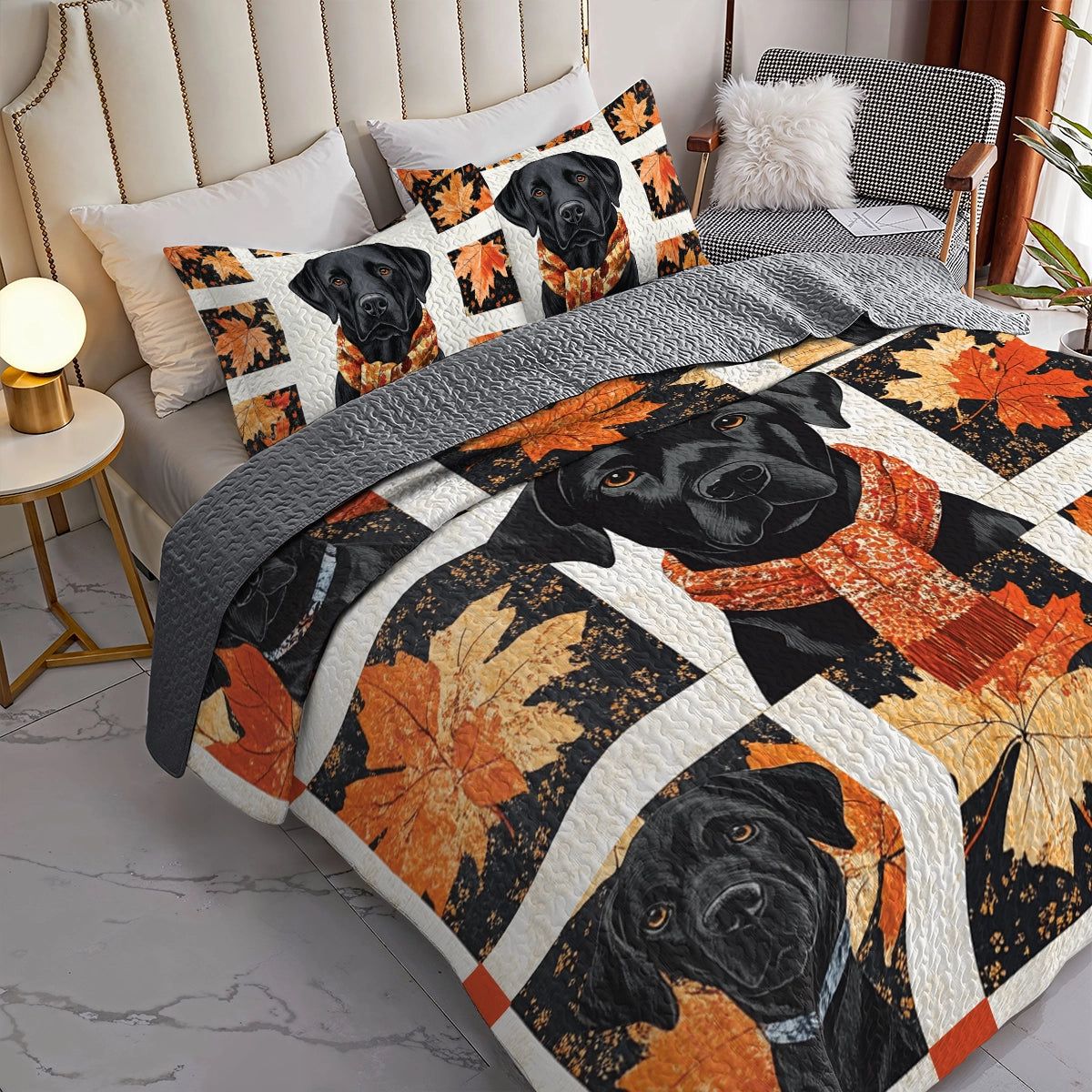 Shineful All Season Quilt 3-Piece Set - Autumn Labrador Cozy