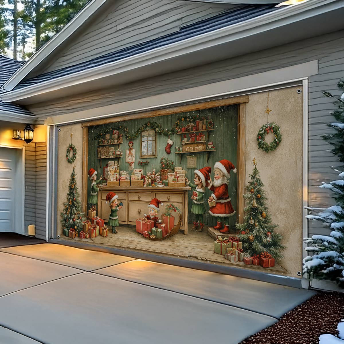Shineful Garage Door Banner Decoration -Christmas Post Office