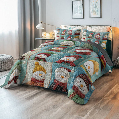 Shineful All Season Quilt 3-Piece Set - Snowmen Winter Wonderland