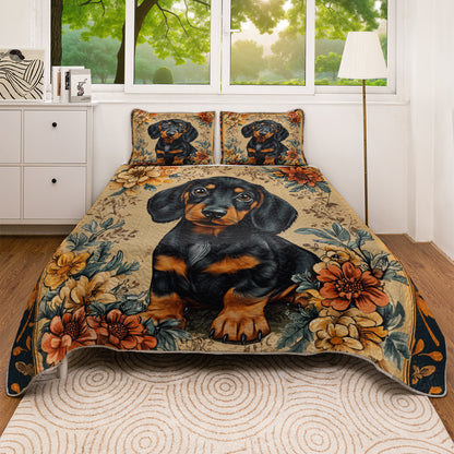 Shineful All Season Quilt 3-Piece Set Vintage Dachshund