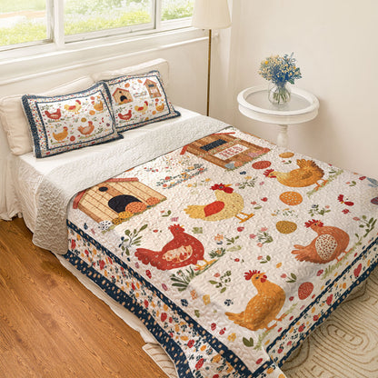 Shineful All Season Quilt 3-Piece Set Feed Egg Chicken