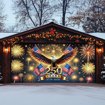 Shineful Garage Door Banner Decoration 250 Years of the Republic