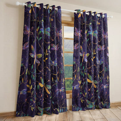 Shineful Quilted Curtain Midnight Dragonfly