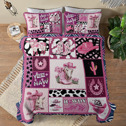 Shineful All Season Quilt 3-Piece Set - Western Cowgirl Collage Quilt